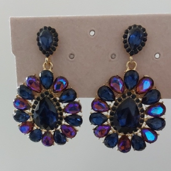 Elegant Blue and Purple Drop Earrings - Picture 1 of 4
